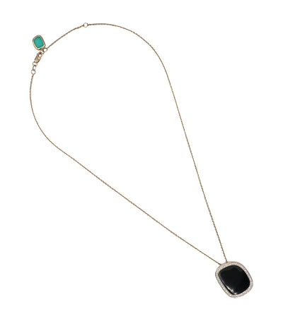 Black Jade Pendant with Diamonds in Rose Gold